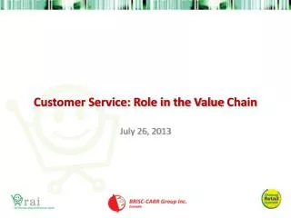 Customer Service: Role in the Value C hain
