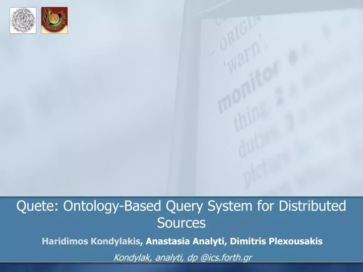 quete ontology based query system for distributed sources