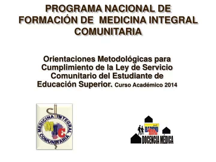 programa nacional de formaci n de medicina integral comunitaria