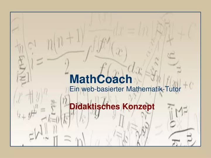 mathcoach ein web basierter mathematik tutor