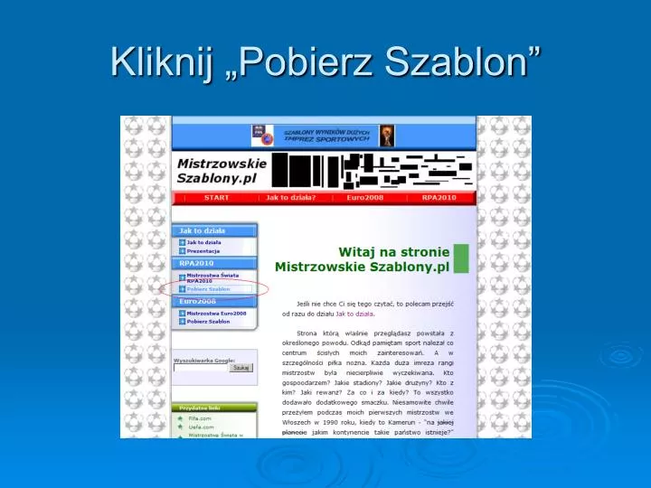 kliknij pobierz szablon