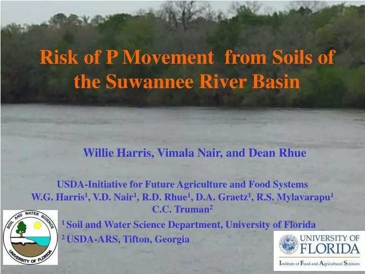 risk of p movement from soils of the suwannee river basin