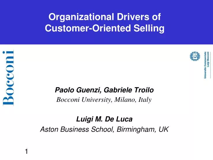 organizational drivers of customer oriented selling
