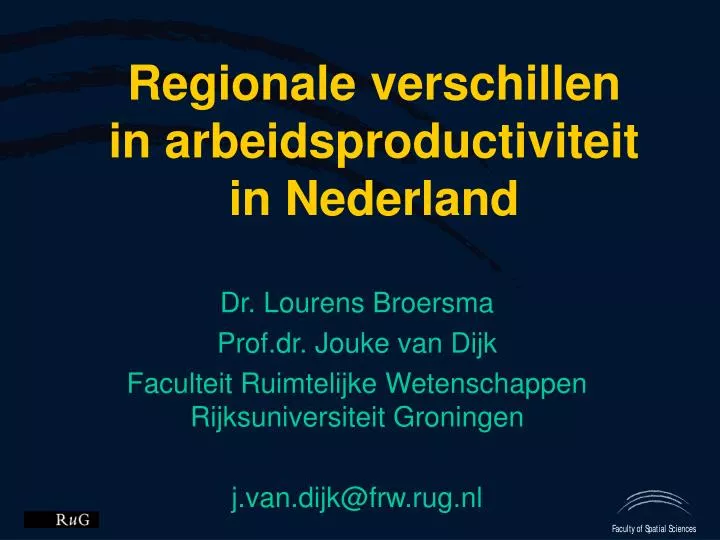 regionale verschillen in arbeidsproductiviteit in nederland