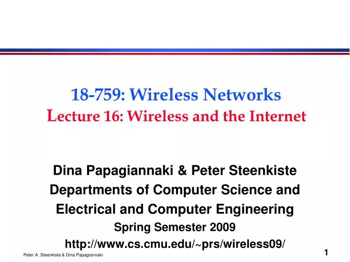 18 759 wireless networks l ecture 16 wireless and the internet