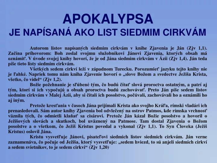 apokalypsa je nap san ako list siedmim cirkv m