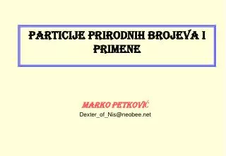 particije prirodnih brojeva i primene