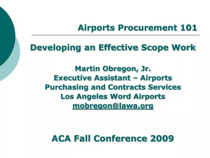 airports procurement 101