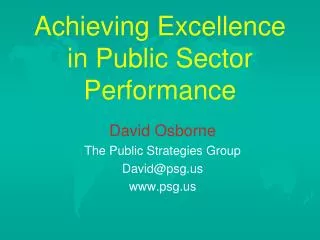 Achieving Excellence in Public Sector Performance