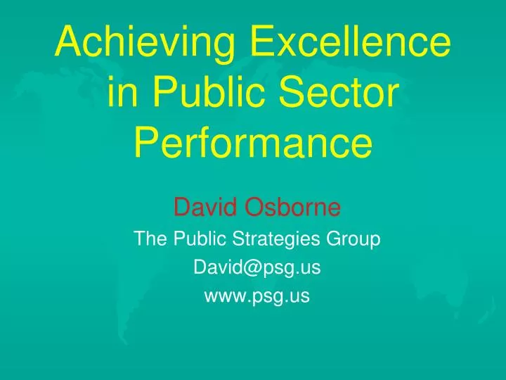 achieving excellence in public sector performance