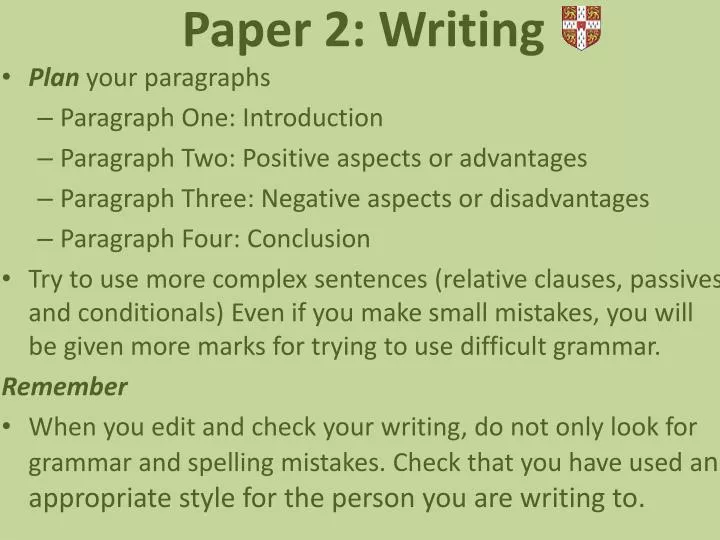 paper 2 writing