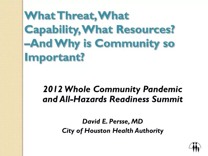 what threat what capability what resources and why is community so important