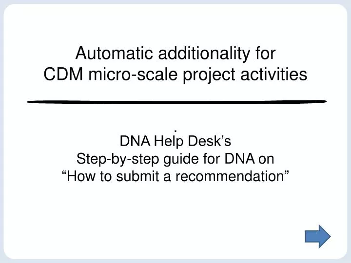 automatic additionality for cdm micro scale project activities