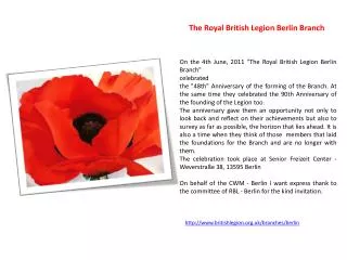 On the 4th June, 2011 &quot;The Royal British Legion Berlin Branch&quot; celebrated