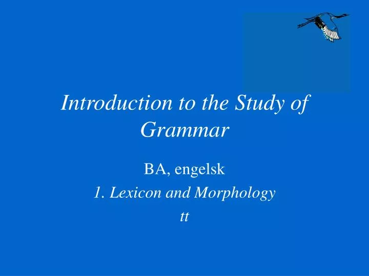introduction to the study of grammar