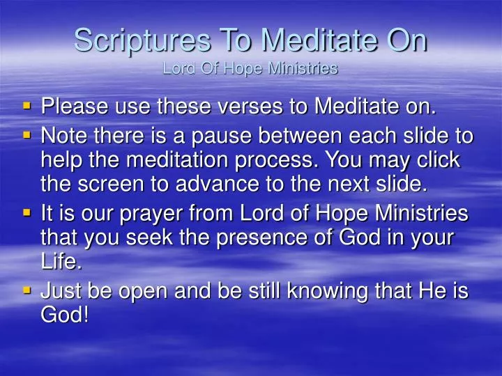 scriptures to meditate on lord of hope ministries