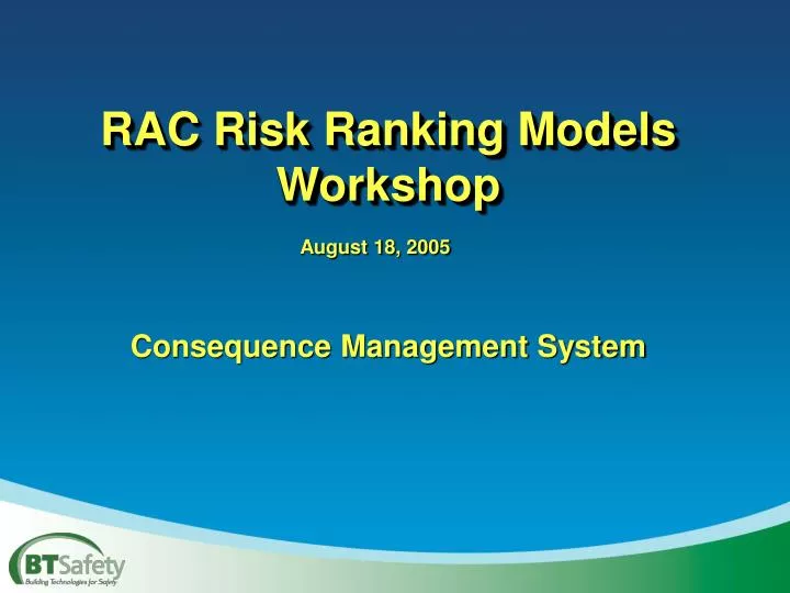 rac risk ranking models workshop