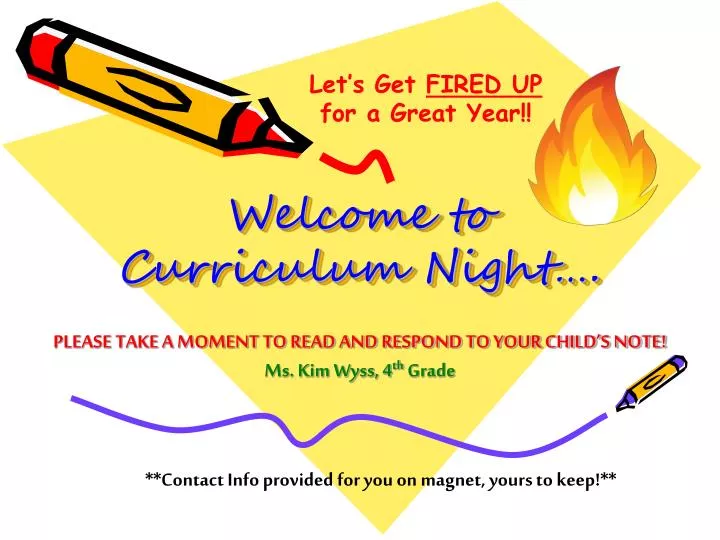 welcome to curriculum night