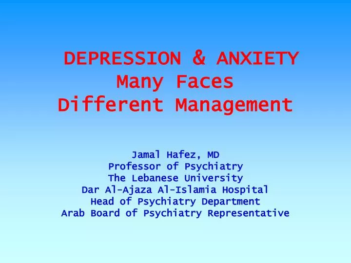 depression anxiety many faces different management