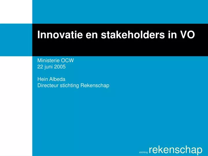 innovatie en stakeholders in vo