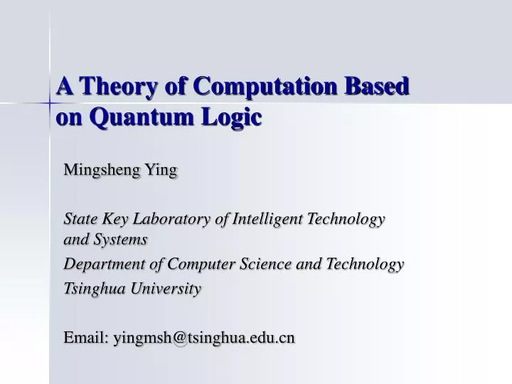 a theory of computation based on quantum logic