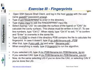 Exercise III - Fingerprints