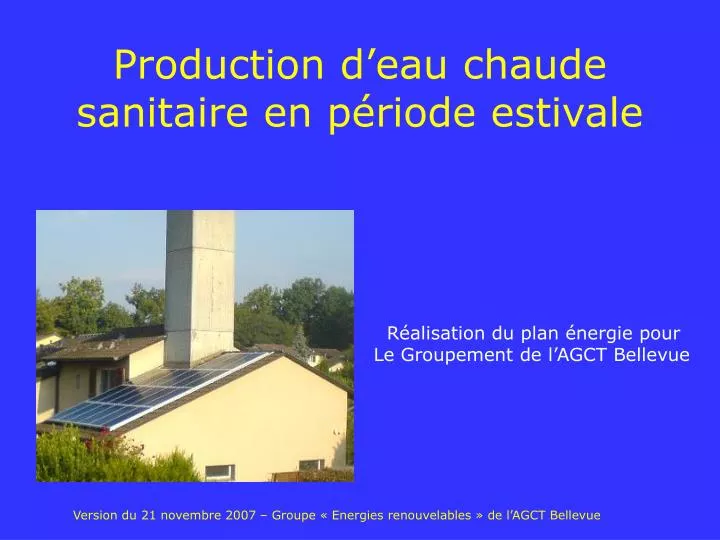 production d eau chaude sanitaire en p riode estivale