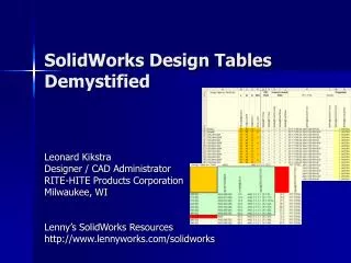 SolidWorks Design Tables Demystified