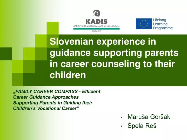 slovenian experience in guidance supporting parents in career counseling to their children