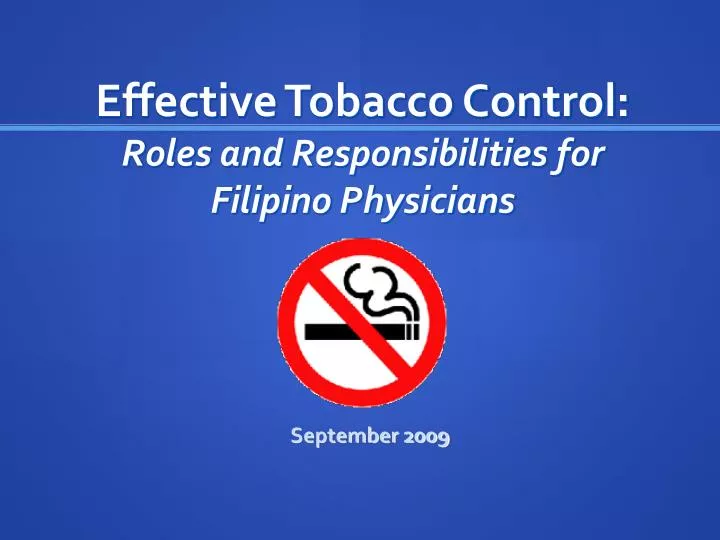effective tobacco control roles and responsibilities for filipino physicians
