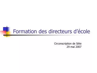 formation des directeurs d cole