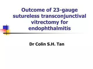 Outcome of 23-gauge sutureless transconjunctival vitrectomy for endophthalmitis