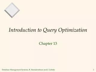 Introduction to Query Optimization