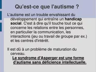 qu est ce que l autisme