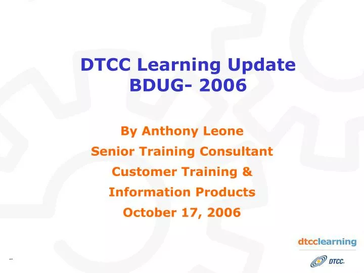 dtcc learning update bdug 2006