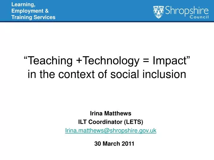 teaching technology impact in the context of social inclusion