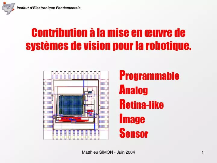 contribution la mise en uvre de syst mes de vision pour la robotique