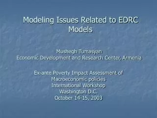 Modeling Issues Related to EDRC Models
