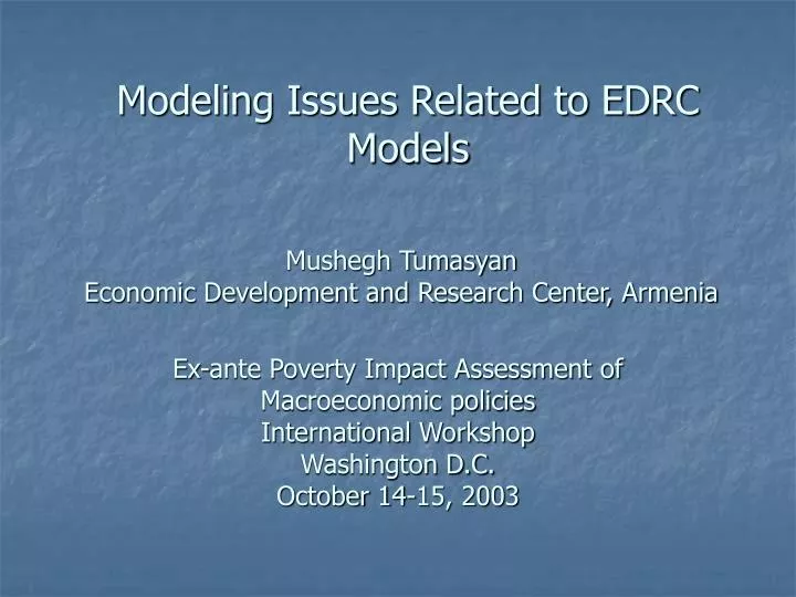 modeling issues related to edrc models