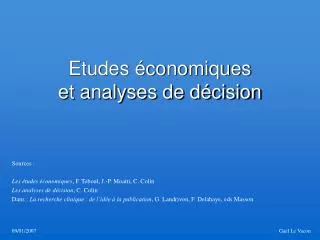 etudes conomiques et analyses de d cision