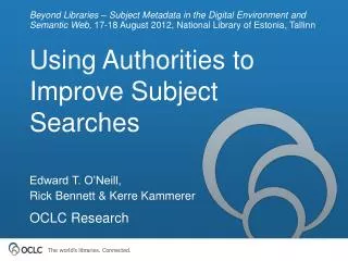 Using Authorities to Improve Subject Searches