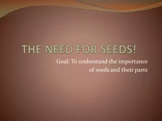 THE NEED FOR SEEDS!