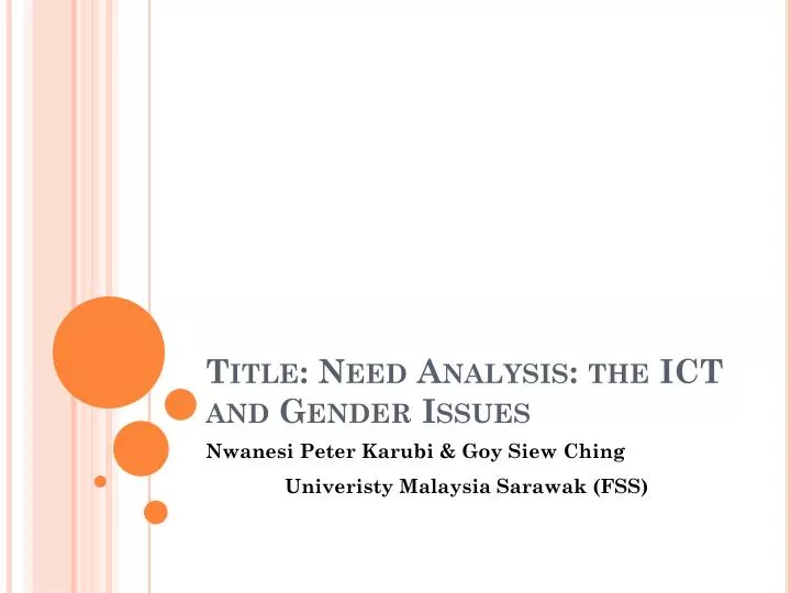 title need analysis the ict and gender issues