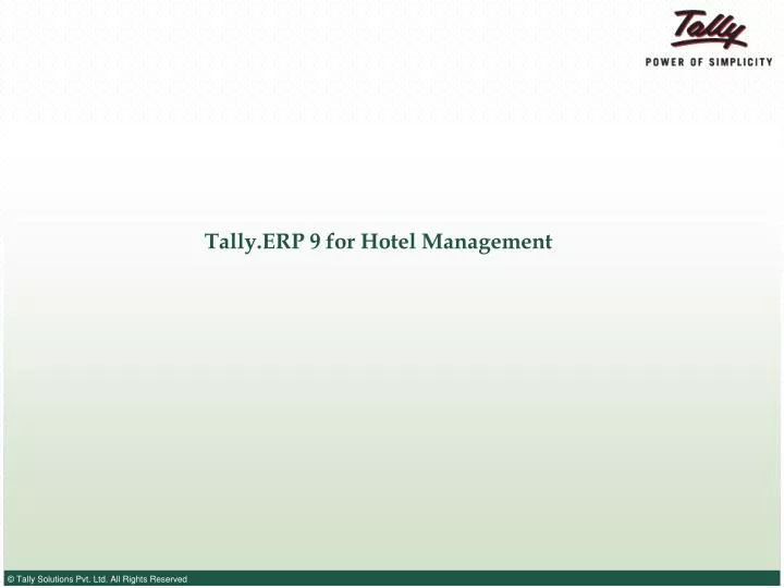 tally erp 9 for hotel management