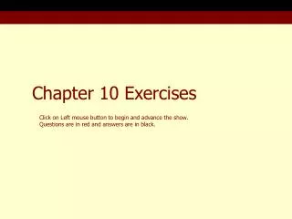 Chapter 10 Exercises