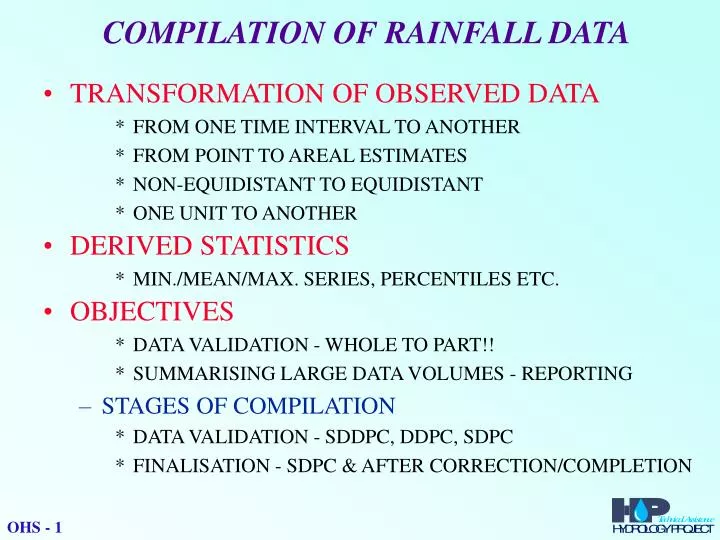 compilation of rainfall data