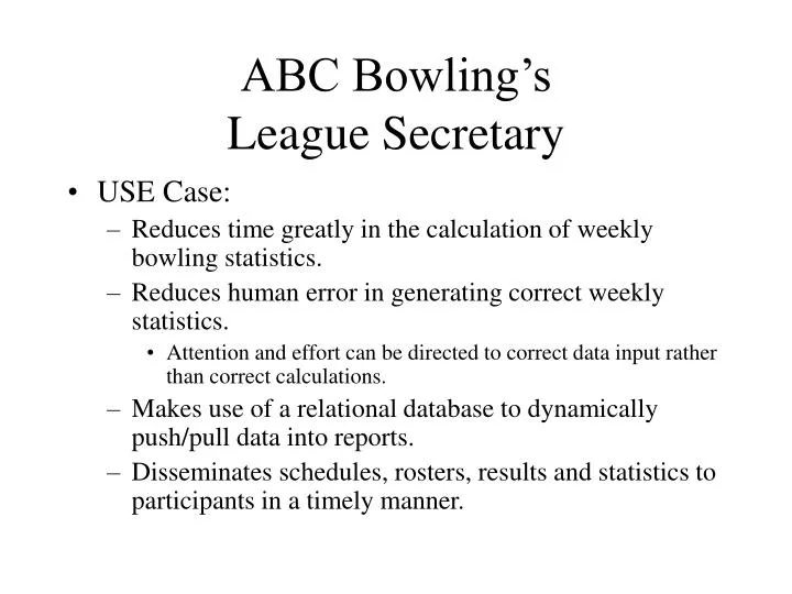 abc bowling s league secretary