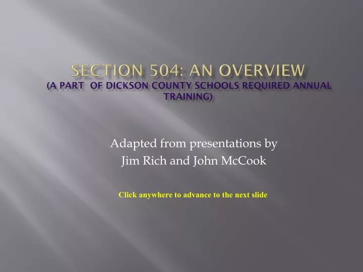 section 504 an overview a part of dickson county schools required annual training