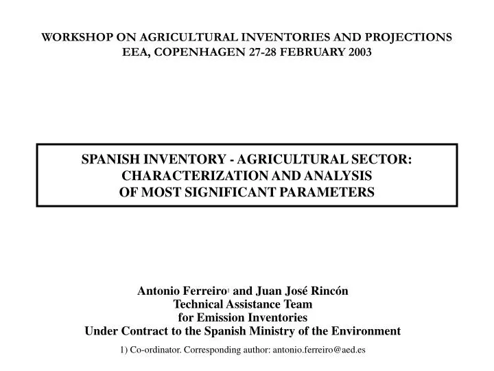 spanish inventory agricultural sector characterization and analysis of most significant parameters