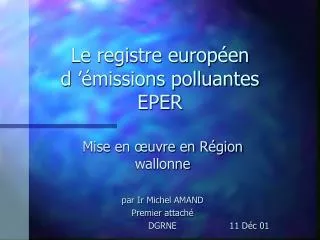 le registre europ en d missions polluantes eper